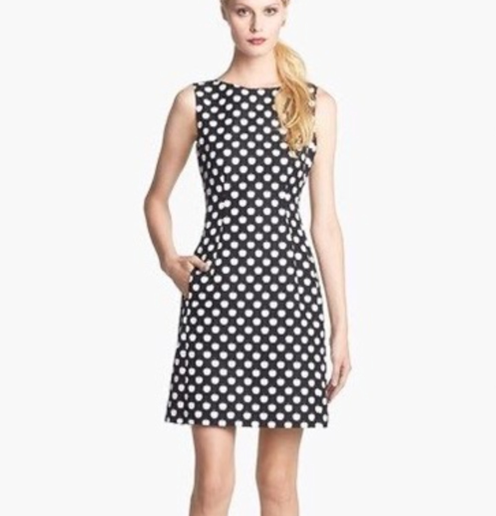 Kate Spade Black White Apple Print Sheath Dress Size 4 Teacher Maximalist